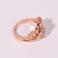 Wholesale Luxurious Queen Shiny Crown Copper Hollow Out Inlay Rose Gold Plated Zircon Rings main image 3