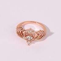Wholesale Luxurious Queen Shiny Crown Copper Hollow Out Inlay Rose Gold Plated Zircon Rings main image 4