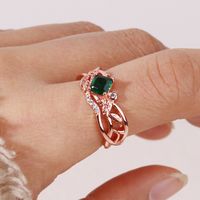 Wholesale Elegant Glam Luxurious Square Copper Inlay Rose Gold Plated Zircon Rings main image 1