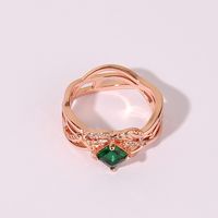Wholesale Elegant Glam Luxurious Square Copper Inlay Rose Gold Plated Zircon Rings main image 3