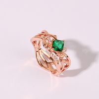 Wholesale Elegant Glam Luxurious Square Copper Inlay Rose Gold Plated Zircon Rings main image 4