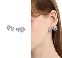 1 Pair Sweet Simple Style Bow Knot Copper Silver Plated Ear Studs main image 2