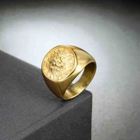 Hip-Hop Lion Stainless Steel Plating None 18K Gold Plated Men's Rings main image 4