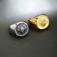 Hip-Hop Lion Stainless Steel Plating None 18K Gold Plated Men's Rings main image 1