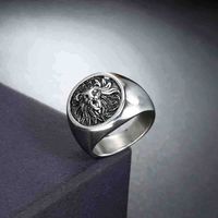 Hip-Hop Lion Stainless Steel Plating None 18K Gold Plated Men's Rings main image 5