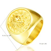 Hip-Hop Lion Stainless Steel Plating None 18K Gold Plated Men's Rings main image 6