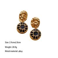 1 Pair Elegant Vintage Style French Style Round Enamel Pleated Alloy 18K Gold Plated Drop Earrings main image 2
