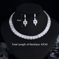 Copper White Gold Plated Elegant Shiny Inlay Geometric Artificial Gemstones Jewelry Set main image 2