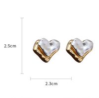 1 Pair IG Style Simple Style Heart Shape Plating Inlay Copper Pearl Ear Studs main image 2