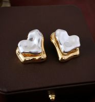 1 Pair IG Style Simple Style Heart Shape Plating Inlay Copper Pearl Ear Studs sku image 1