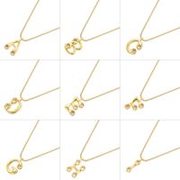 Brass 18K Gold Plated IG Style Casual Elegant Letter Inlay Zircon Pendant Necklace main image 1