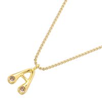 Brass 18K Gold Plated IG Style Casual Elegant Letter Inlay Zircon Pendant Necklace main image 7