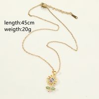 Copper Simple Style Shiny Flower Inlay Zircon Pendant Necklace main image 2
