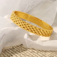 Titanium Steel 18K Gold Plated Casual Simple Style Geometric Layered Plating Bangle main image 5