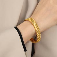 Titanium Steel 18K Gold Plated Casual Simple Style Geometric Layered Plating Bangle main image 4
