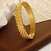 Titanium Steel 18K Gold Plated Casual Simple Style Geometric Layered Plating Bangle main image 7