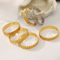 Titanium Steel 18K Gold Plated Casual Simple Style Geometric Layered Plating Bangle main image 1