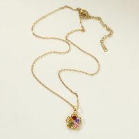 Copper Elegant Luxurious Queen Flower Inlay Zircon Pendant Necklace main image 3