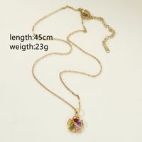 Copper Elegant Luxurious Queen Flower Inlay Zircon Pendant Necklace main image 2