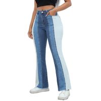 Women's Daily Casual Streetwear Color Block Full Length Contrast Binding Flared Pants Jeans main image 4
