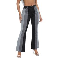 Women's Daily Casual Streetwear Color Block Full Length Contrast Binding Flared Pants Jeans main image 5