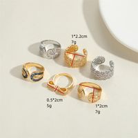 Wholesale Vintage Style Simple Style Commute Geometric Copper Inlay 14K Gold Plated Zircon Open Rings main image 2