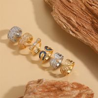 Wholesale Vintage Style Simple Style Commute Geometric Copper Inlay 14K Gold Plated Zircon Open Rings main image 3