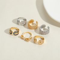 Wholesale Vintage Style Simple Style Commute Geometric Copper Inlay 14K Gold Plated Zircon Open Rings main image 8