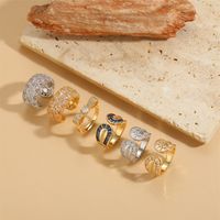 Wholesale Vintage Style Simple Style Commute Geometric Copper Inlay 14K Gold Plated Zircon Open Rings main image 1