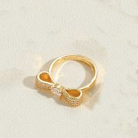 Wholesale Vintage Style Simple Style Commute Geometric Copper Inlay 14K Gold Plated Zircon Open Rings sku image 1