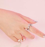 Wholesale IG Style Simple Style Shiny Bow Knot Copper Inlay Silver Plated Zircon Open Rings main image 1