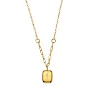 304 Stainless Steel 18K Gold Plated French Style Simple Style Letter Plant Pendant Necklace main image 7