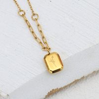 304 Stainless Steel 18K Gold Plated French Style Simple Style Letter Plant Pendant Necklace main image 6