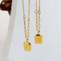 304 Stainless Steel 18K Gold Plated French Style Simple Style Letter Plant Pendant Necklace main image 5