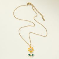 Kupfer Elegant Sonnenblume Halskette Mit Anhänger main image 3