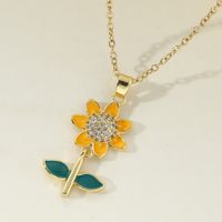 Copper Elegant Sunflower Pendant Necklace main image 1