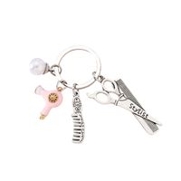 Simple Style Scissors Hair Dryer Alloy Plating Inlay Rhinestones Pearl Bag Pendant Keychain main image 3