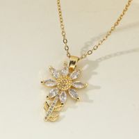 Copper Elegant Flower Pendant Necklace sku image 1