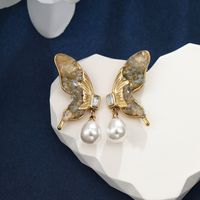1 Pair Hawaiian XUPING Streetwear Heart Shape Butterfly Inlay 304 Stainless Steel Artificial Gemstones 18K Gold Plated Drop Earrings Ear Studs main image 3