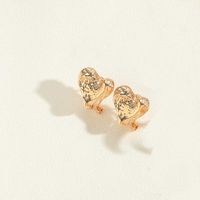 1 Pair Vintage Style Simple Style Commute C Shape Heart Shape Enamel Copper 14K Gold Plated Ear Studs sku image 1