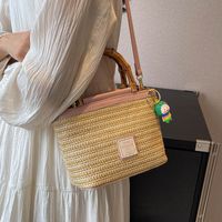 Women's Small Straw Stripe Solid Color Streetwear Zipper Handbag main image 2