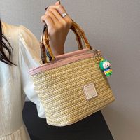 Women's Small Straw Stripe Solid Color Streetwear Zipper Handbag main image 1