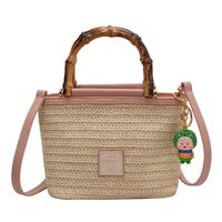 Women's Small Straw Stripe Solid Color Streetwear Zipper Handbag main image 5