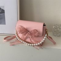 Women's Medium Pu Leather Solid Color Bow Knot Elegant Flip Cover Crossbody Bag main image 5
