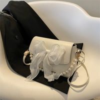Women's Medium Pu Leather Solid Color Bow Knot Elegant Flip Cover Crossbody Bag sku image 1