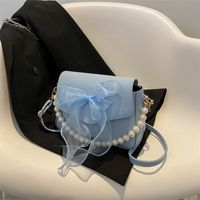 Women's Medium Pu Leather Solid Color Bow Knot Elegant Flip Cover Crossbody Bag sku image 3