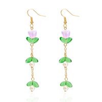 1 Pair Simple Style Classic Style Flower Patchwork Alloy Resin Drop Earrings main image 3