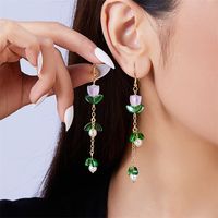 1 Pair Simple Style Classic Style Flower Patchwork Alloy Resin Drop Earrings sku image 1