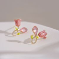 1 Pair Simple Style Classic Style Flower Inlay Alloy Zircon Ear Studs main image 5