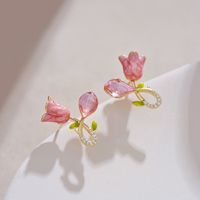 1 Paire Style Simple Style Classique Fleur Incruster Alliage Zircon Boucles D'Oreilles main image 1